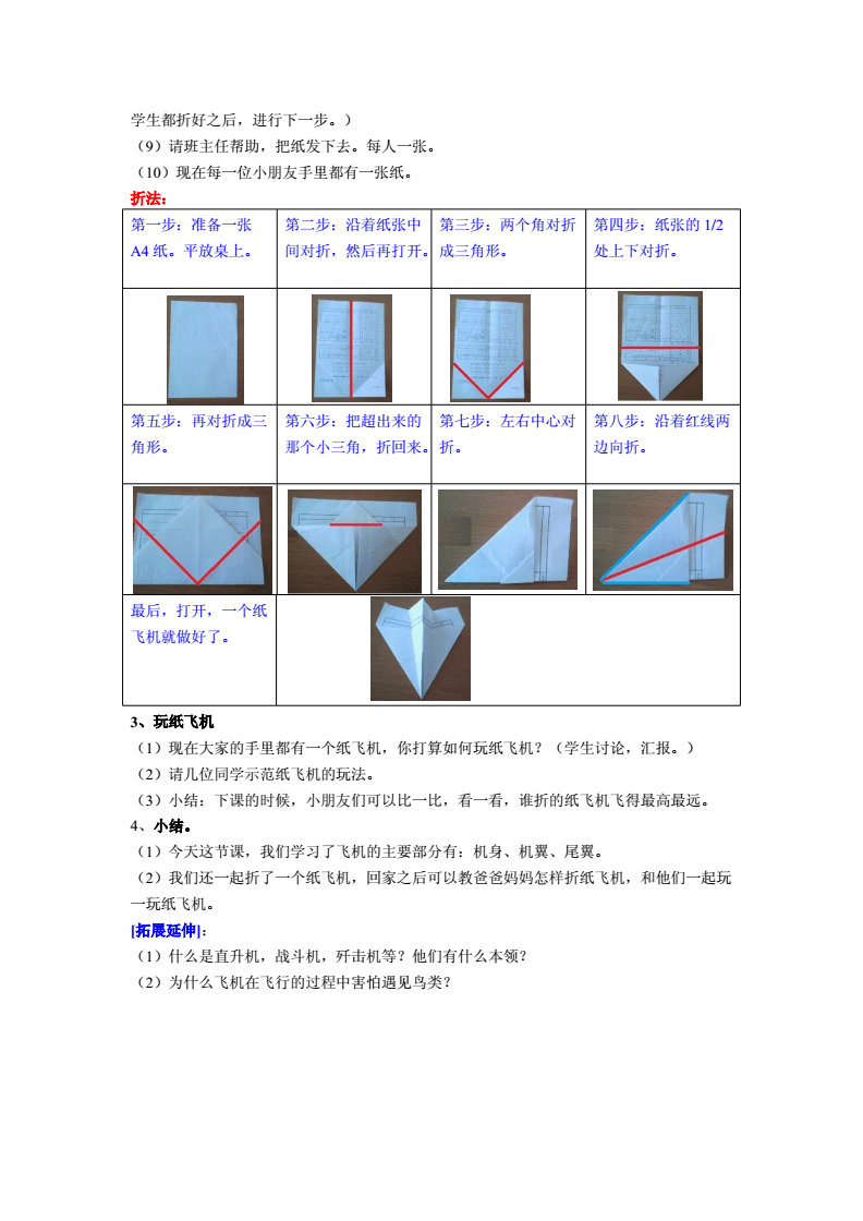 纸飞机导入教案-纸飞机教案设计意图